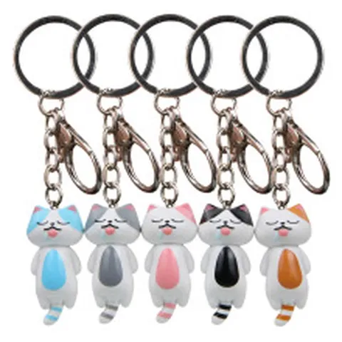 Süße Cartoon Schläfrige Sabbernde Katze Schlüsselanhänger Pastoraler Stil PVC Tierfigur Tasche Anhänger Auto Schlüsselring