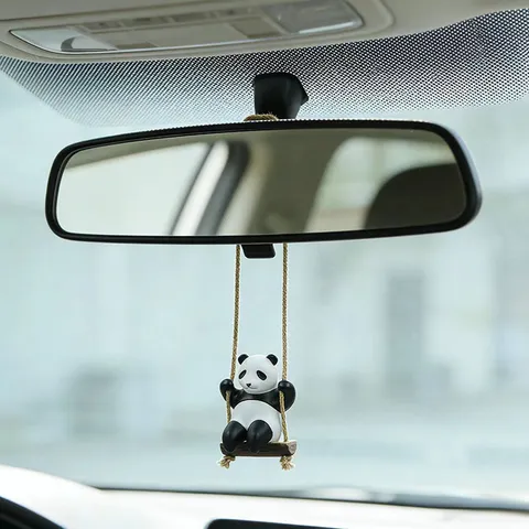 Süße Schaukel Panda Auto Hängende Dekoration Harz Tier Rückspiegel Anhänger Innenraum Dekoration Heilender Stil Für Auto Zuhause