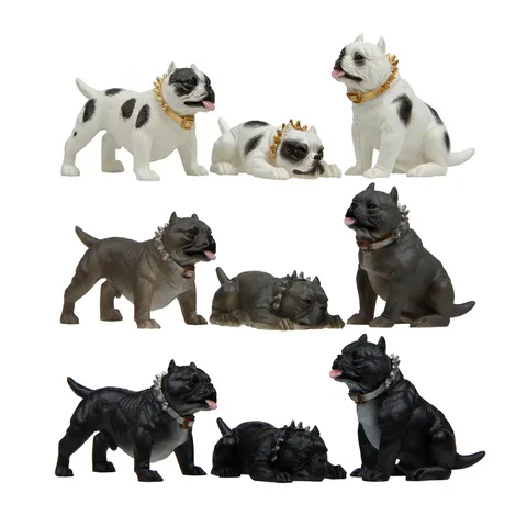 Muskel Bully Hund Harz Figur Stachelhalsband Miniatur Ornament Auto Schreibtisch Dekoration Home Office Tierskulptur