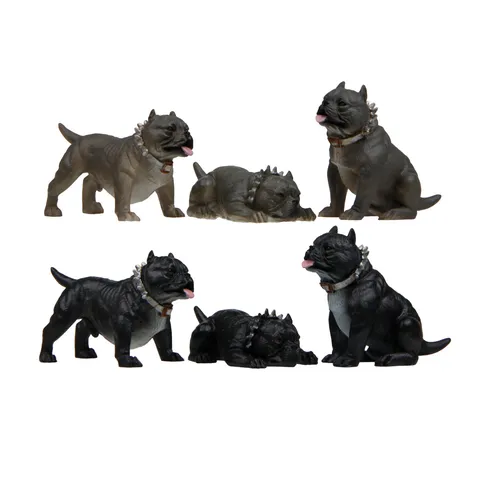 Muskel Bully Hund Harz Figur Stachelhalsband Miniatur Ornament Auto Schreibtisch Dekoration Home Office Tierskulptur