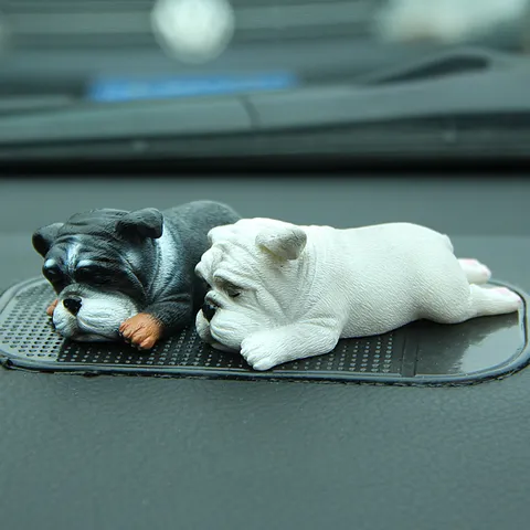 Kreative Harz Schlafende Französische Bulldogge Auto Ornament 3D Tierfigur Schreibtisch Statue Automobil Armaturenbrett Dekoration Haus Büro Handwerk