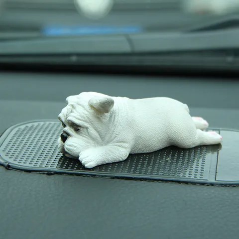 Groß Schläfrig Französisch Bulldogge Harz Modell Auto Armaturenbrett Ornament Kreative Realistische Tierfigur Mit Antirutschmatte Auto Innendekoration Geschenk