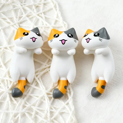 Süße Cartoon Katze Schlüsselanhänger Glatt PVC Matt Kitty Figur Tasche Charm Auto Schlüsselhalter Zubehör Für Rucksack Unisex