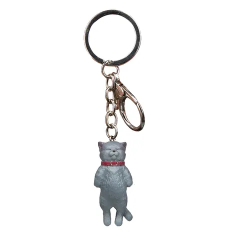 Cute Sleeping Cat Keychain With Collar Cartoon Mini Figure PVC Key Ring For Women Bag Accessories Pendant Gift Decoration