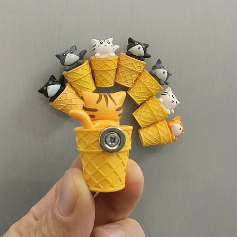 Süße Eiscreme Katze Kühlschrankmagnete PVC Cartoon Kätzchen Magnet Für Küche Zuhause Deko Pädagogisches Zählschulzeug Geschenk