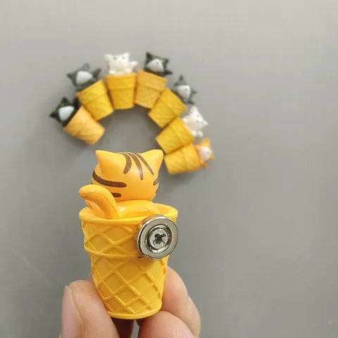Süße Eiscreme Katze Kühlschrankmagnete PVC Cartoon Kätzchen Magnet Für Küche Zuhause Deko Pädagogisches Zählschulzeug Geschenk