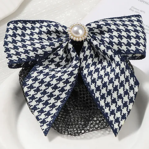 Δίχτυ Μαλλιών με Φιόγκος Houndstooth Κάλυμμα Κότσου Επαγγελματική Νοσοκόμα Αξεσουάρ Μαλλιών Ύφασμα Μαργαριτάρι Στρας