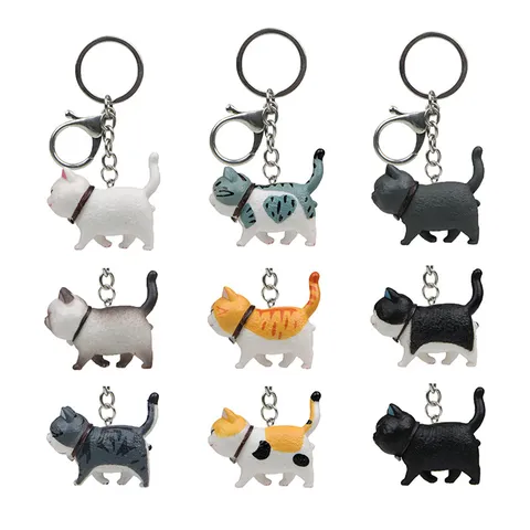 Japanse Stijl Mollige Kat PVC Figuur Sleutelhanger Schattig Rond Kittentje Dier Tas Bedeltje Auto Sleutelhanger Cadeau