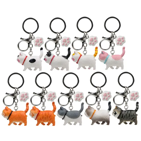 Portachiavi Gatto Grasso Carino Statuetta di Animale in Resina di Cartone Animato Ciondolo Borsa con Mosquetone Ciondolo Zampa di Gato Accessori