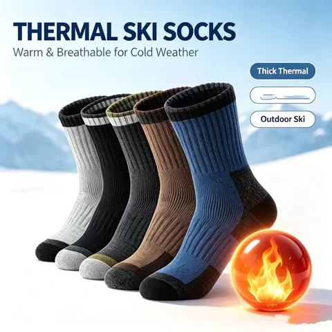Herren Winter Thermale Ski Schneesocken Verdickte Frottee Sport Lange Socken Kaltes Wetter Warme Baumwollmischung Crew Socken