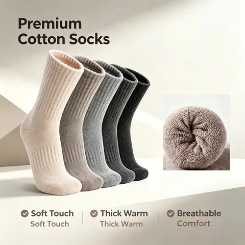 Men's Thickened Thermal Terry Ski Socks Winter Warm Long Tube Sports Cotton Blend Socks