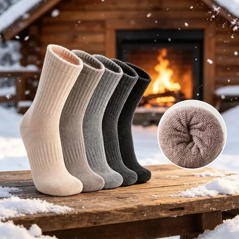 Men's Thickened Thermal Terry Ski Socks Winter Warm Long Tube Sports Cotton Blend Socks