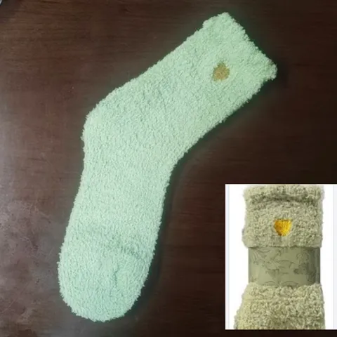 Women Winter Warm Coral Fleece Mid Tube Socks Cute Embroidery Love Heart Thermal Sleep Floor Socks Casual Footwear