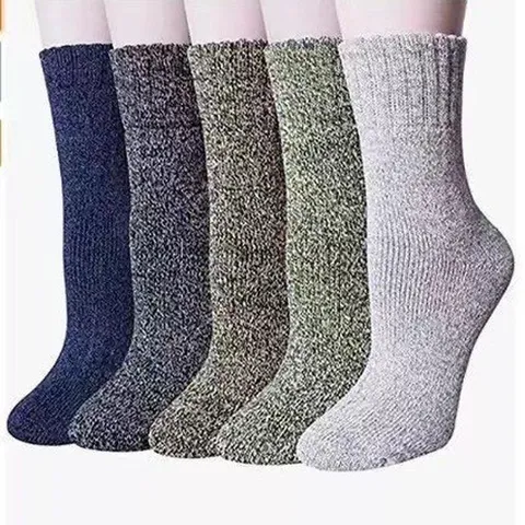 Herren Vintage Ethno Wollmischung Socken Dicke Warme Nordische Schneeflocken Muster Winter Thermostrick Socken Geschenk Für Männer