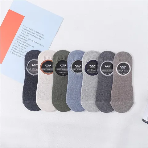 Herren Atmungsaktive Mesh Unsichtbare Bootssocken Tief Geschnitten Sommer Lässige Socken Anti-Rutsch Weiche Baumwolle Strumpfwaren