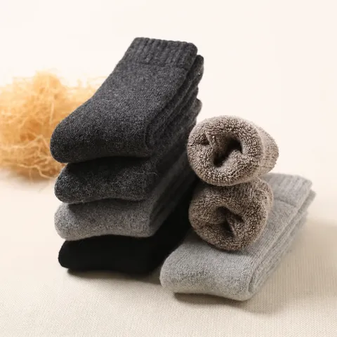 Winter Warme Wolle Socken Verdickte Thermische Wadenlange Socken Für Männer Und Frauen Bequeme Einfarbige Kaltes Wetter Socken