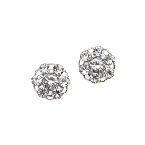 Clip Para Bufanda De Estrás Plateado Minimalista Floral Broche De Cuello Alfiler Aleación Cristal Joya