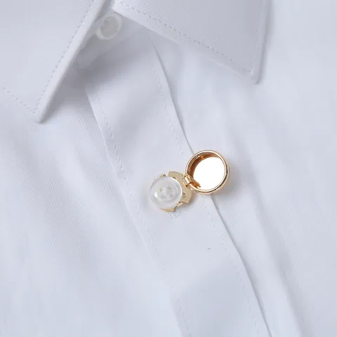 Minimalist Alloy Round Magnetic Shirt Collar Clips Retro Versatile Pearl Brooch Pins Fashion Clothing Accessories Jewelry