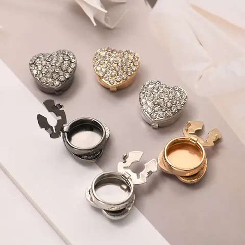 Boutons de Manchette Plein Strass Forme Cœur Femmes Cristal Chemise Col Boutons Décoratifs Métal Alliage Bijoux de Mode