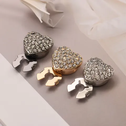 Boutons de Manchette Plein Strass Forme Cœur Femmes Cristal Chemise Col Boutons Décoratifs Métal Alliage Bijoux de Mode