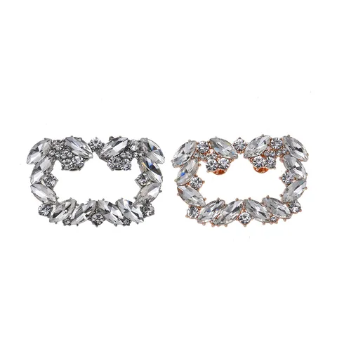 Exquisite High Heel Shoe Clips Rhinestone Square Buckle Shiny Shoe Flower Accessories Elegant Women Footwear