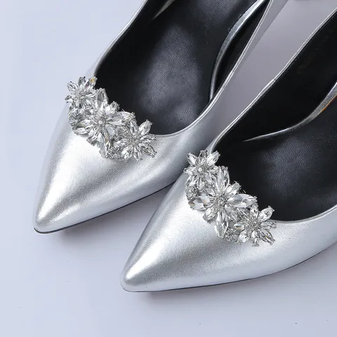 Alloy Rhinestone Wing Shoe Clips Crystal Flower High Heels Decorative Shoe Charms Accessories For Women Party Jewelry
