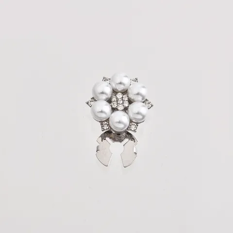 Boutons de Manchette Floraux en Alliage Strass Perle Artificielle Boutons de Chemise Élégants Boutons Décoratifs Luxe Léger pour Femmes