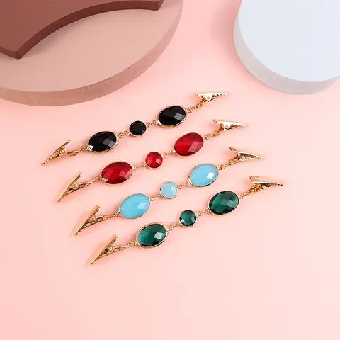 Spilla Fibbia per Sciarpa in Cristallo di Vetro Vintage per Donna Moda Geometrica Strass Clip per Colletto Accessori per Abbigliamento