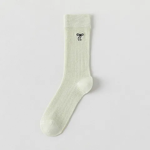 Calze a Metà Polpaccio Casual in Cotone Mesh da Donna Dolce Ricamo a Fiocco Stile Balletto Slouch Estate Traspiranti Giornaliere