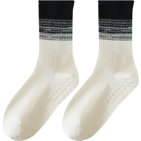 Calze da Yoga per Donna Atletico Pilates Antiscivolo Traspirante Cotone Sfumato Calze Crew per Fitness Sport