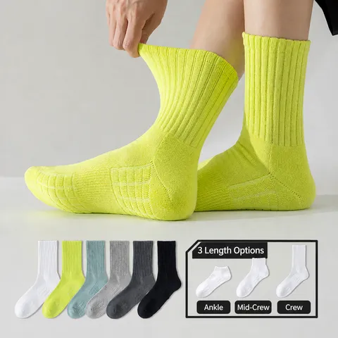 Calcetines Deportivos Atléticos para Hombre de Running Crew Puro Algodón Fondo de Rizo Transpirable Anti-Odor Baloncesto Calcetines Largos