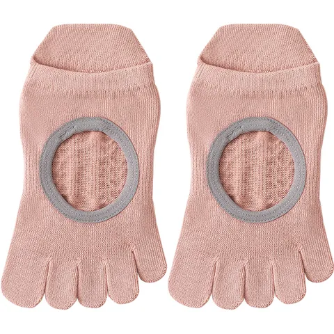 Damen Professionelle Zehentrenner Yoga Socken Rutschfeste Pilates Fitness Socken Atmungsaktive Baumwolle Athletische Sportsocken