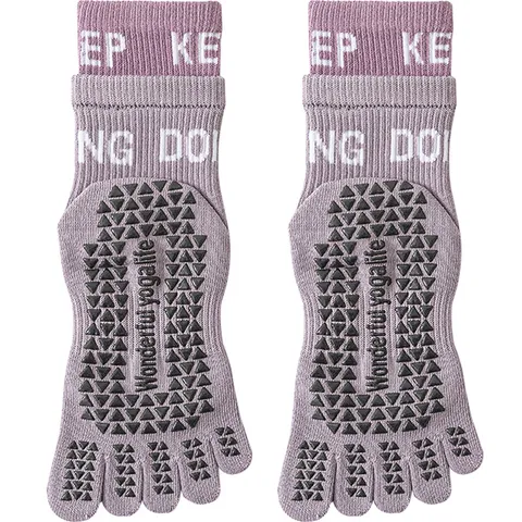 Women Professional Five Toe Yoga Socks Non Slip Pilates Fitness Dance Sports Cotton Breathable Split Toe Floor Socks