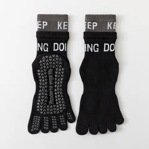 Women Professional Five Toe Yoga Socks Non Slip Pilates Fitness Dance Sports Cotton Breathable Split Toe Floor Socks