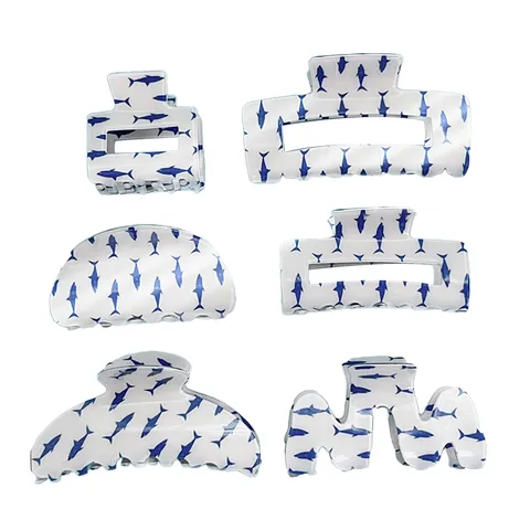 Koreanischer Stil PVC Ozean Hai Druck Haarklammer High-End Tiermuster Hai Clip Für Damen Täglich Haarschmuck