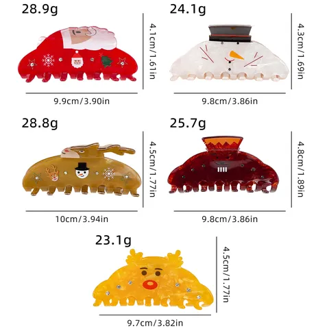 Weihnachten Haarkralle Für Damen PVC Strass Weihnachtsmann Schneemann Elch Große Haarklammer Festliche Party Kopfschmuck Zubehör