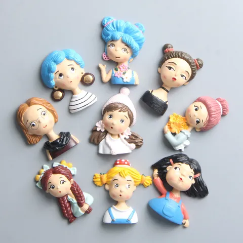 Cartoon Mädchen Harz Kühlschrankmagnete Kühlschrank Aufkleber Dekoration Zubehör Handyhülle DIY Handwerk Bunte Figuren