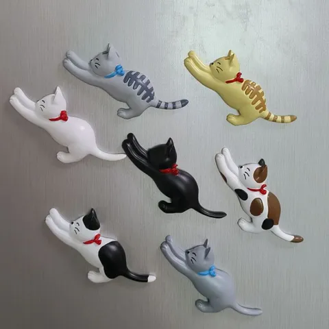 Pastoral Cartoon Kunstharz Kühlschrankmagnete Süße Tier Katze Panda Ballon Figur Ornamente Haus Küche Büro Wand Dekorative Akzente