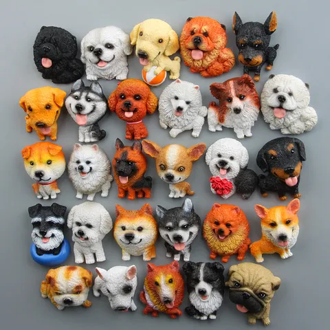 Schattige Cartoon Hond Hars Koelkastmagneten Set 3D Dier Magnetische Stickers Voor Thuis Koelkast Whiteboard Decoratie