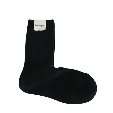 Chaussettes Mi Hautes Rayées Verticales Double Aiguille Coton Décontracté Femme