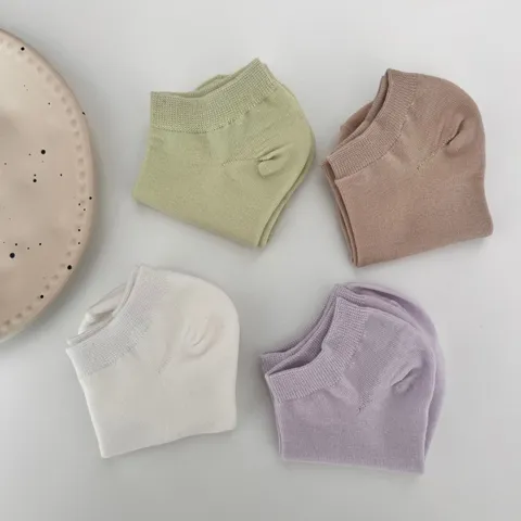 Chaussettes Invisibles Décontractées en Mélange de Coton pour Femmes Couleur Unie Respirantes Absorbantes