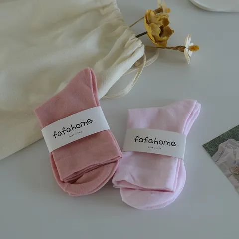 Chaussettes Mi-Hautes Unies en Pur Coton Décontractées pour Femmes Douces Confortables Respirantes