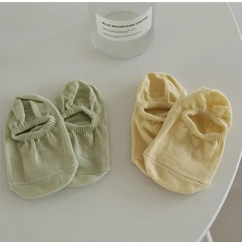 Chaussettes Invisibles d'Été en Coton pour Femmes Antiscivolo Bouche Claire Couleur Unie Motif Soleil Décontractées