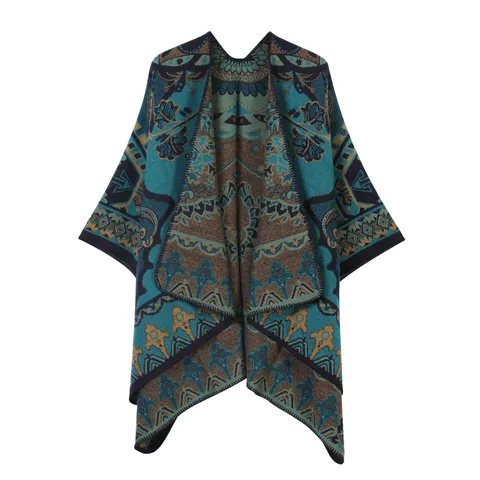 Damen Ethno Stil Imitations Kaschmir Schal Geometrisch Blumen Jacquard Quaste Dick Warm Multifunktional Cape Für Winter Herbst