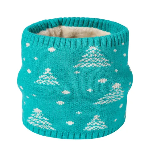 Unisex Winter Verdickter Gefütterter Halswärmer Schal Acryl-Mischung Schneeflocke Muster Winddicht Radfahren Loop Schal