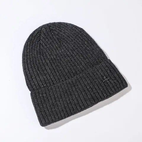 Unisex Winter Warme Fleece Gefütterte Strickmütze Gerippte Skull Cap Mit Metalletikett Für Outdoor Skifahren Radfahren Herren Damen