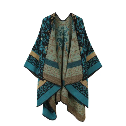 Ethno-Stil Jacquard-Strickschal Poncho Für Damen Retro Bohemian Große Schals Für Reisen Outdoor Herbst Winter Warme Wraps