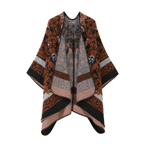 Ethno-Stil Jacquard-Strickschal Poncho Für Damen Retro Bohemian Große Schals Für Reisen Outdoor Herbst Winter Warme Wraps