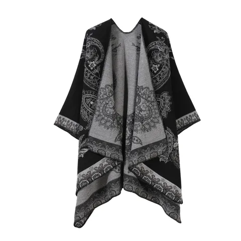 Westlicher Stil Gestreift Patchwork Paisleymuster Kaschmir-Imitat Schal Übergroßer Warmer Winter Langer Umhang Für Damen