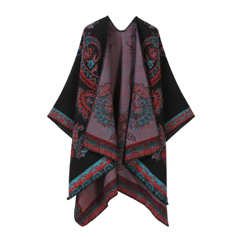 Westlicher Stil Gestreift Patchwork Paisleymuster Kaschmir-Imitat Schal Übergroßer Warmer Winter Langer Umhang Für Damen